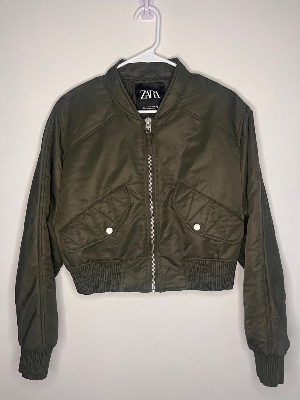 Zara Cropped Bomber Jacket NWOT SIZE S - Picture 3 of 10